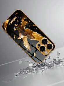 1 buah Casing Ponsel Kaca Tempered Berlapis Emas dengan Desain Elang Kristal Mewah dan Nama Kustom, Cocok untuk iPhone 17 Pro Max/Apple 16 Pro Max/15/14 Plus/13 Pro/12 Pro Max/11/Xs Max/8/7/6 Plus - Emas - View 3