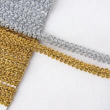 1 peça de 270 cm de comprimento, fita de renda metálica trançada com detalhes dourados, 1,0 cm de largura, renda ondulada filigranada, acabamento trançado, enfeites em formato de onda com glitter, acessórios para confecção de roupas, artesanato, costura, decoração de embalagens de presentes. - Aparar - Ver 7