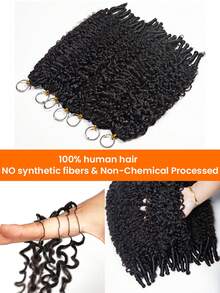 Tóc nối móc sợi lông vũ Remy nguyên chất, xoăn tít, chất liệu lông vũ, kiểu tóc Boho không nút thắt, bảo vệ tóc, làm bằng máy, mềm mại, dễ sử dụng, thân thiện với người mới bắt đầu, kiểu tóc móc sợi lông vũ Miracle Knots. - Natural Black - Xem 7