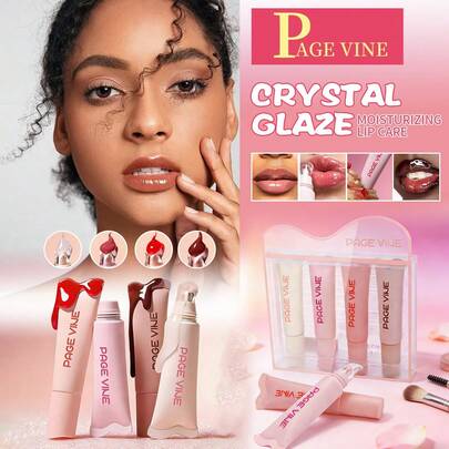 Set de 4 Brillos de Labios, Set de 4 Brillos de Labios de unicolor Transparente, Textura de Gel Multicolor Transparente, Barra de Labios Hidratante, Fácil de Aplicar en Blanco, 4 Colores