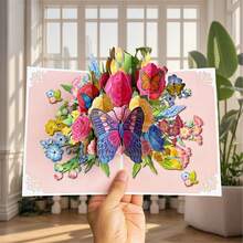 3D Pop Up Card Best Wishes Ornament Greeting Cards Butterfly Invitations Congratulation Card For Best Wishes Mother's Day Birthday Gift - Multicolor - View 10