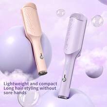 双管卷发棒，深波浪卷发棒，适合女性，耐热，易于使用，打造蓬松发型，粉色和紫色，情人节礼物，节日礼物，适合毕业典礼、派对、旅行和各种场合。 - 彩色 - 查看 8