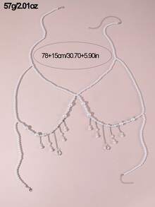 1pc Luxury Faux Pearl Sexy Women's Body Chain, Bikini Chain, Party Accessory - White - View 5
