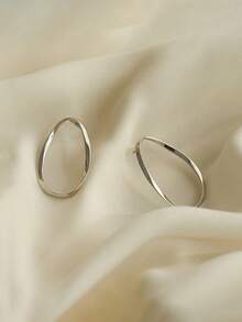 Minimalist Fine Jewelry 925 Sterling Silver 18k Gold Plated Irregular Twist Hollow Out Front Oval Stud Earring - Oval Stud Earring - View 4