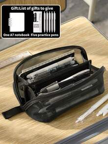 1pc Transparent Grid Prism Pencil Case, Large Capacity Minimalist Ins Style Stationery Bag For Students, Suitable For Exams, High School And College, Multifunctional Pen Holder Ruler Desk Organizer For Girls And Boys, Applicable For School/Tutoring/Office/Primary And Secondary Students - Multicolor - View 15