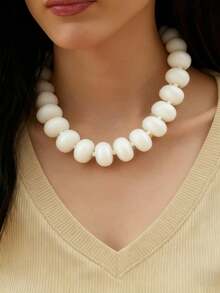 1 pieza Collar de cuentas de resina de dopamina con estilo bohemio y casual, adecuado para uso diario, vacaciones, viajes y ocio, joya de moda como regalo para familiares y amigos - Collar de resina - Ver 3