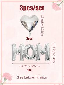 Bộ 3 bóng bay trang trí Ngày của Mẹ, gồm bóng bay chữ "Mom" và bóng bay hình trái tim, thích hợp để kỷ niệm Ngày của Mẹ, kỷ niệm ngày cưới, tiệc sinh nhật của mẹ, trang trí Ngày của Mẹ hạnh phúc. - Nhiều màu - Xem 13