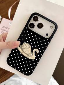 1 chiếc ốp lưng điện thoại TPU màu đen chống sốc, họa tiết thiên nga chấm bi tối giản kiểu Hàn Quốc, chống nước, viền lỏng, tương thích với iPhone 16 Pro Max/16/16 Pro/16 Plus/15/15 Pro Max/15 Pro/11/12/13/14 Pro Max/11 Pro/11 Pro Max/12 Pro/12 Pro Max/13 Pro/13 Pro Max/14 Pro/14 Pro Max, ốp mềm mại với cảm giác cầm nắm thanh lịch. - Nhiều màu - Xem 2