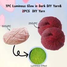 50g/Paquete Hilo que brilla en la oscuridad, Hilo luminoso, Manualidades DIY de Tejido, Ganchillo, Alfombra, Sombrero, Ropa - Multicolor - Ver 50