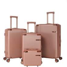 4-Piece Hard Luggage, 360 °   Dual Rotating Four-Wheel Luggage, Password Lock, Lightweight Universal Wheel Luggage, Portable Luggage. On-Site - Vàng hồng + ABS - Xem 1