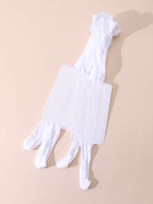 2pcs/Set Baby Girls' Sweet Lady Style Heart Jacquard Mesh Leggings, Suitable For Girls' Daily Wear In Summer - White - View 7