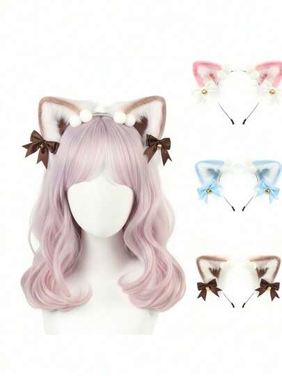 Cute Cat Bell Headband With Bow, Playful Animal Headband For Party, Stage, Live Streaming Props