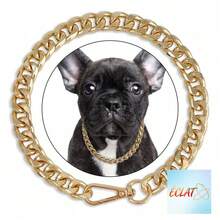 Metallic Link Chain Dog Necklace Personalized Punk Style Pet Collar Fashion Accessories For Small Dogs Cats NID0 - Gold - View 12