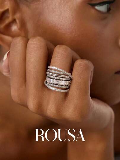 1pc Luxury High-Shine Multilayer Design Ring, 925 Sterling Silver Women's Ring, Elegant Women's Jewelry, Valentine's Day/Birthday Gift, Daily Wear