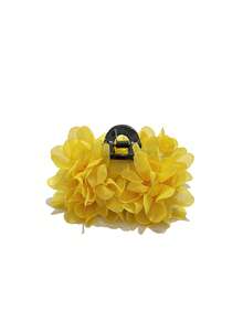 1个纯色印花复古法式玫瑰花发夹，适合日常、派对和度假佩戴，夏季发饰沙滩爪夹花朵发夹度假发饰发夹时尚发爪 - 黃色 - 查看 9