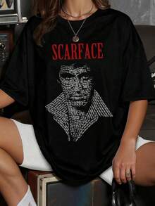 Camiseta estampada clásica y sencilla de alta calidad, estilo unisex, adecuada para hombres y mujeres, versátil y perfecta como regalo para amigos o familiares. - Negro - Ver 1