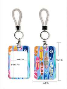 1pc Sardine Fish Pattern Card Holder, Cartoon Pull-Tab Card Holder Keychain Bag Charm, Student Wristband Card Holder, Women Student Card Holder, ID & Bus Card Protector, Student Campus Card Holder - Rectangle - View 3