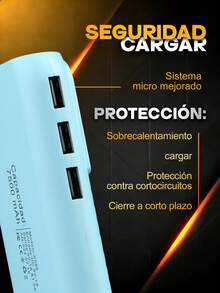 Esta batería externa portátil de 7500 mAh es compatible con los protocolos de carga rápida PD3.0 y QC4.0. Cuenta con tres puertos USB-C, funciones de linterna y carga de teléfonos móviles, y es compatible con todos los teléfonos móviles. - Azul - Ver 5