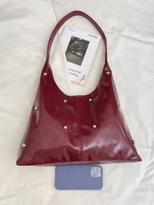 2026新款春季简约时尚通勤手提包，高品质大容量 - 酒紅色 - 查看 5