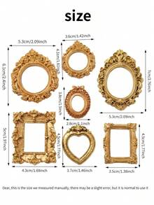 12 chiếc/1 chiếc Khung ảnh nhỏ bằng nhựa mạ vàng cổ điển, họa tiết hoa nổi, trang trí nhà cửa, trang trí bàn làm việc, quà tặng bạn bè, Giáng sinh, Ngày Valentine, đồ dùng tiệc tùng - nhiều màu - Xem 12