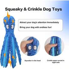1pc Octopus Shaped Plush Dog Toy That Makes Squeaky Sounds, No Stuffing, Crinkly Noise, Durable, Suitable For Puppy Teething, Fits Small To Large Dogs - Multicolor - View 8