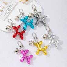 1pc Y2K Aesthetic Metallic Balloon Dog Keychain, Cute Bag Charm Pendant With Heart Decor, Fashion Backpack Accessory & Birthday Gift For Teenage Girls, Women And Animal Lovers - Balloon Dog - View 2
