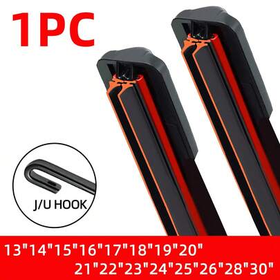 1PC Dual Rubber Strip Wiper Blade Boneless Wiper Blade For Car Front Windshield Universal J/U Hook Wiper Blade 13"14"15"16"17"18"19"20"21"22"23"24"25"26"28"30" Automotive Parts