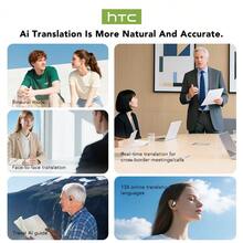 HTC NE57 AI 翻译耳机是一款智能开放式耳机，采用 BTV6.0 技术、高清电池显示、清晰音质和有效降噪功能，使其适用于运动、游戏和办公等场景。 - 查看 11