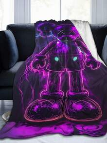 Kawss Kawaii Kaw Blanket Luxury Anime Flannel Blanket - Ultra Soft Cartoon Print, The Perfect Gift For Any Occasion, Christmas, Birthday, For Home, Camping & Travel Use - 黑色 - 查看 1