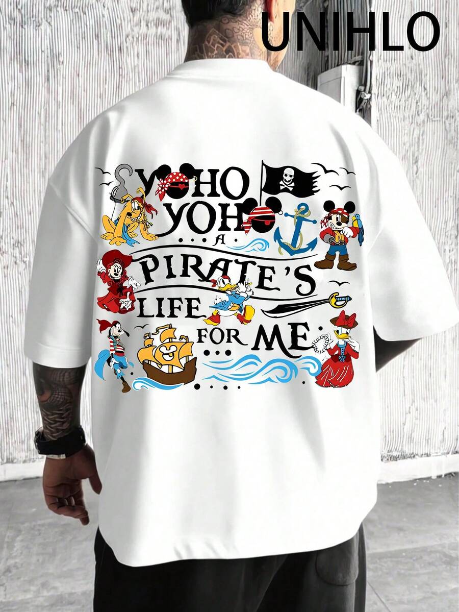 Disney UNIHLO Mickey's Adventures  Print  Summer Casual Versatile Pure Cotton T-Shirt Suitable For Any Place - White - View 1