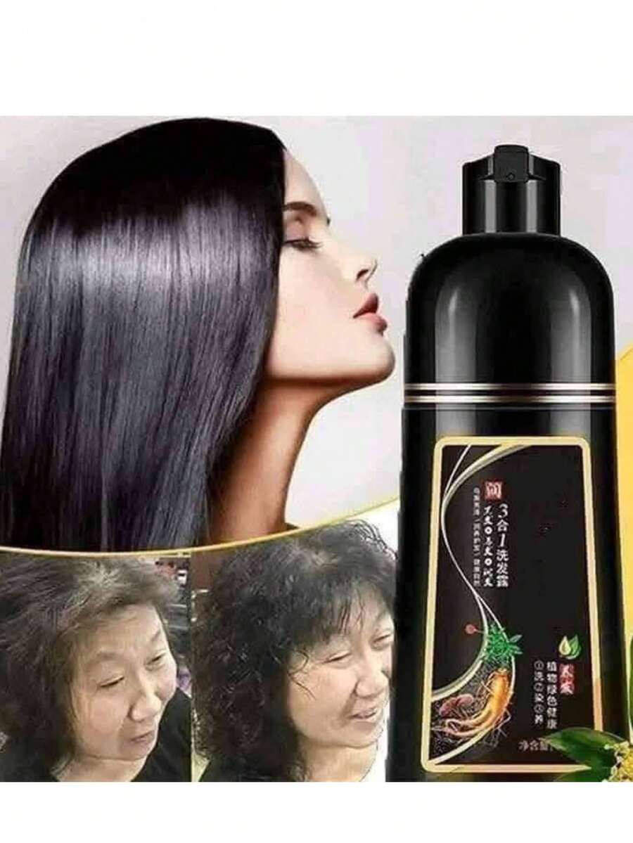 Shampoo Tinte Instantáneo Cubre Canas Jengibre Natural 500ml - Negro - Ver 1