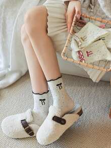 5/10 Pairs Women's Thin Crew Socks, Spring/Summer, Bow Cuff, Cute Lace Ruffle, Moisture-Wicking, Odor-Resistant, Student Socks - Multicolor - View 5