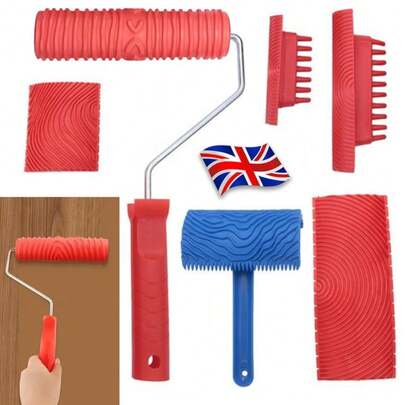 6 PCS Wood Graining Tool Set Fake Wood Grain Roller Painting Tool For Wall Room