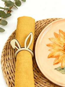1/3/5/8/10pcs Cute Wooden Napkin Rings | Easter Bunny Design, Suitable For Easter And Rabbit Themed Parties | Wooden Material, No Assembly Required - Multicolor - View 3