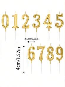 1pc Gold Colored Number 0-9 Birthday Anniversary Party Cake Decor Candle, Cake Wish Candle Cake Decor Insert Candle - 8 YEARS - View 5