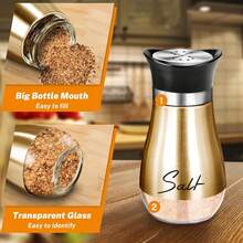 Salt And Pepper Shakers Set,4 Oz Glass Bottom Salt Pepper Shaker With Stainless Steel Lid For Kitchen Cooking Table, RV, Camp,BBQ Refillable Design (Copper) - Copper - View 4