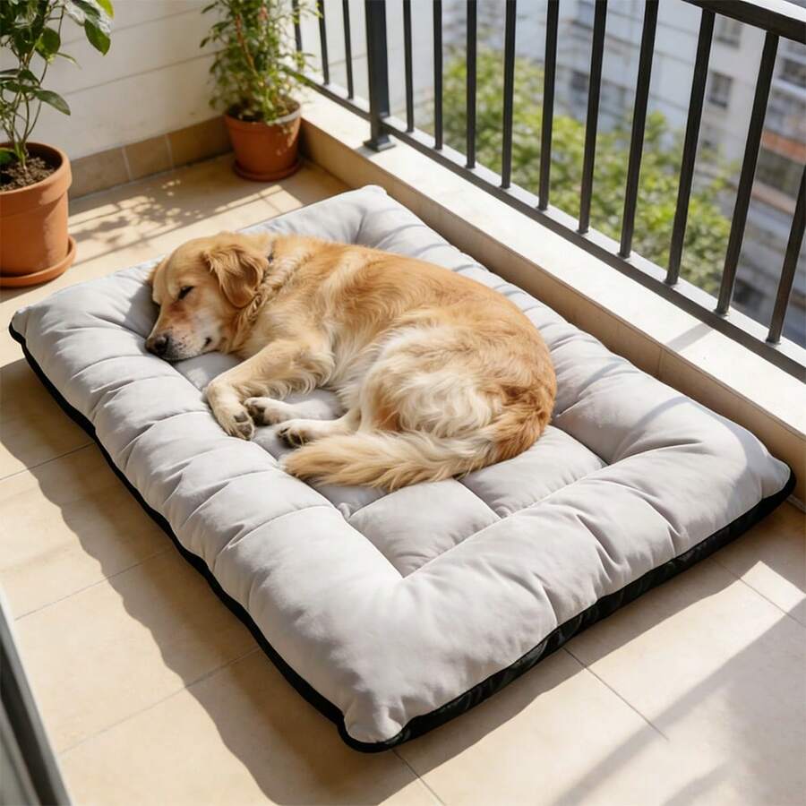 All-Season Orthopedic Pet Pad: Ultra-Thick Warm Plush & Breathable Polyester Core - Oversized Flat Mat Relieves Joint Pressure For Senior Dogs. Easy To Clean & Foldable, Fits Standard & XL Dog Crates. - Grey - View 1