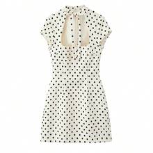 2026 Nuevo Vestido mini de mujer vintage de línea A con lunares, vestido ajustado elegante y de moda para fiestas de verano en color blanco - Rosa Pálido - Ver 8