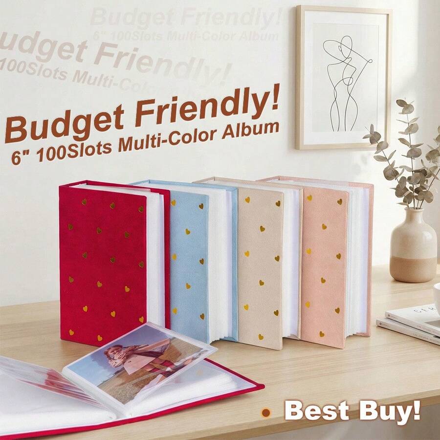 Album ảnh kích thước 6 inch, 50 trang, bìa cứng với họa tiết dập nổi vàng, kèm theo 100 album ảnh có ngăn đựng. Album này thích hợp cho kỷ niệm ngày cưới, những chuyến du lịch của bé, v.v. - Album ảnh - Xem 1