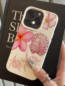 1 buah Casing Ponsel Minimalis Motif Leci Putih dengan Tekstur Matte, Perlindungan Lensa, dan Cangkang Kura-kura Laut Merah Muda, Kompatibel dengan iPhone 16 Pro Max, 17/16/15/14 Plus/13/12/11, Air, Series, Versi Internasional, Bukan Versi Domestik - MultiWarna - View 4