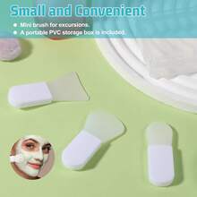 Set de 3 piezas de aplicadores de mascarilla facial de silicona, mini juego de brochas de maquillaje, herramientas de belleza portátiles para aplicar mascarilla facial, crema para ojos, loción corporal, suero, mantequilla corporal - 1 juego blanco - Ver 2