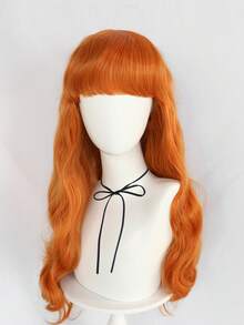 24 Inch Vibrant Orange Long Curly Wig With Bangs, Heat Resistant & DIY-Friendly, Essential For Music Festivals & Cosplay Events - Orange - View 3