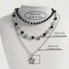 3 Stylish Punk Retro Pentagram Pearl Beaded Star Pendant Necklaces - 款式1 - 查看 4