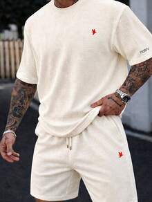 Textured T-Shirt And Shorts Set, 2-Piece Kit, New Release, Premium Fabric - 離開 - 查看 1