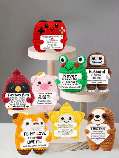 1件手工钩织桌面摆件，可爱设计，送给闺蜜、生日、女友、姐妹、妈妈、奶奶、同事、家人的礼物，钥匙扣，传递正能量，母亲节、父亲节、儿童节礼物，毛绒玩具，房间装饰，小礼物，纪念品