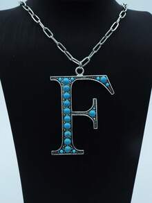 1件新款男士夸张字母绿松石水钻吊坠项链 - 項鍊 - 查看 31