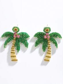 1 par de brincos boho de cristal com contas de coco feitos à mão, adequados para mulheres do dia a dia, praia e verão - Multicolorido - Ver 7