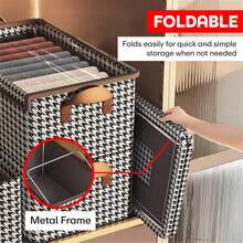 Caja de almacenamiento plegable de tela no tejida con mango para ropa, vaqueros, mantas, organizador de armarios y estantes - talla negra XL - Ver 4