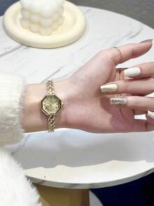LIANDU Damenarmbanduhr, modische kreative multifunktionale kompakte personalisierte Quarz-Uhr, geeignet für den täglichen Gebrauch, Geburtstagsgeschenk, Schulanfang, Thanksgiving, romantische Anlässe, perfektes Geschenk - Gold - Übersicht 2