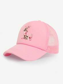 1 buc. Șapcă de camion pentru femei, cu imprimeu floral roz cu 26 de litere, pălărie de soare ușoară, respirabilă, versatilă, casual, potrivită pentru primăvară/vară zilnic, în aer liber, drumeții, poate fi folosită ca și cadou - Roz - Vizualizare 18